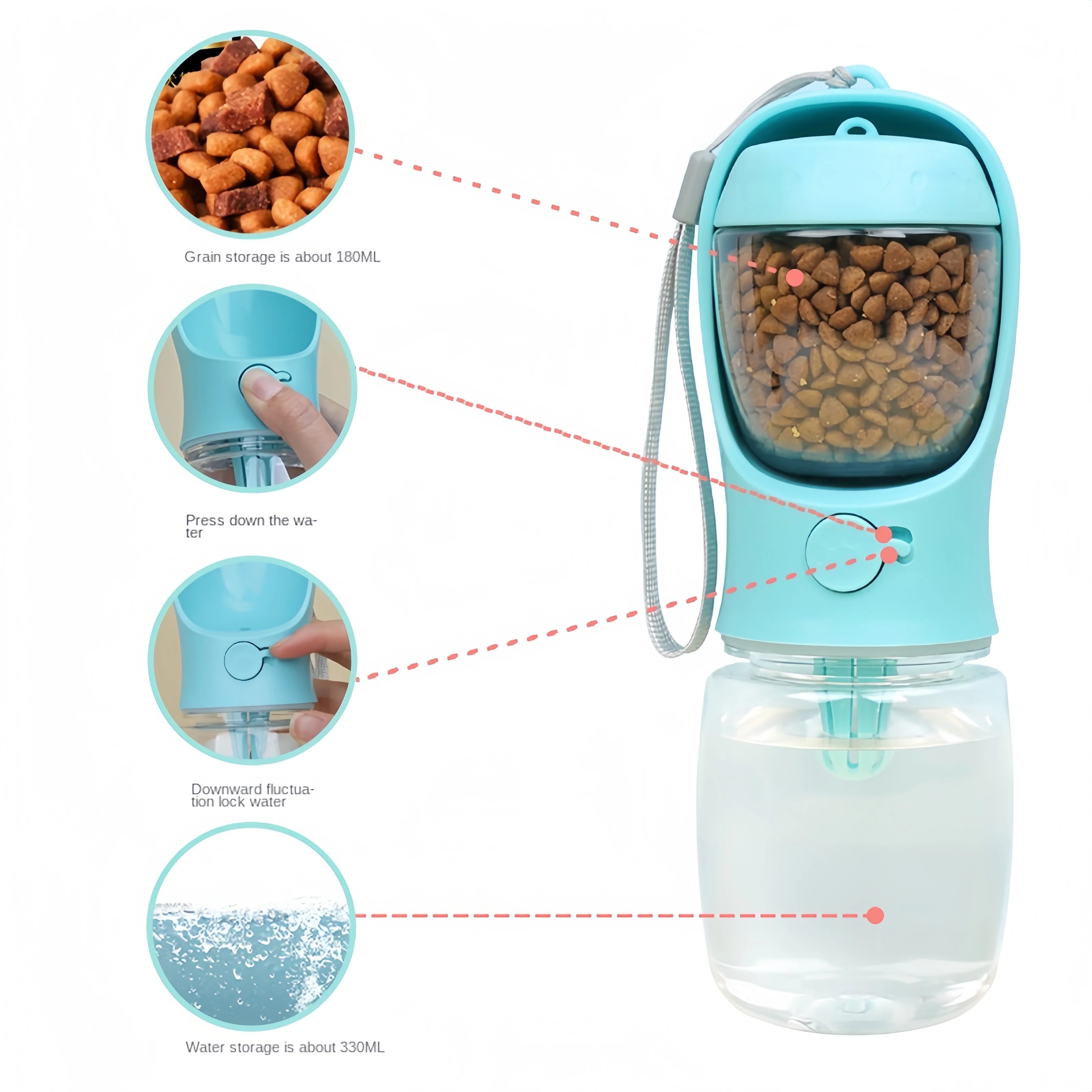 Portable Pet Water Bottle — 350ml Leak-Proof Travel Dispenser