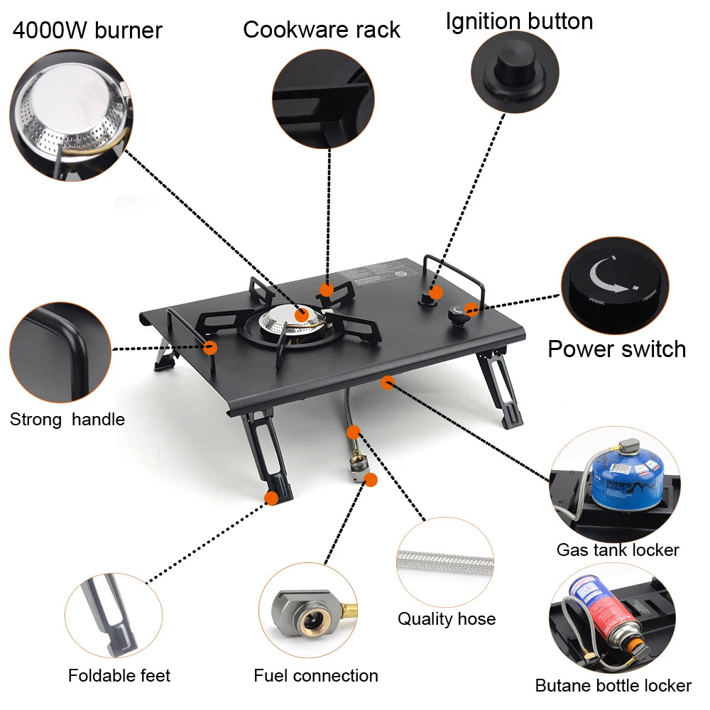 Portable Folding Camp Kitchen Table — IGT Gas Stove Compatible