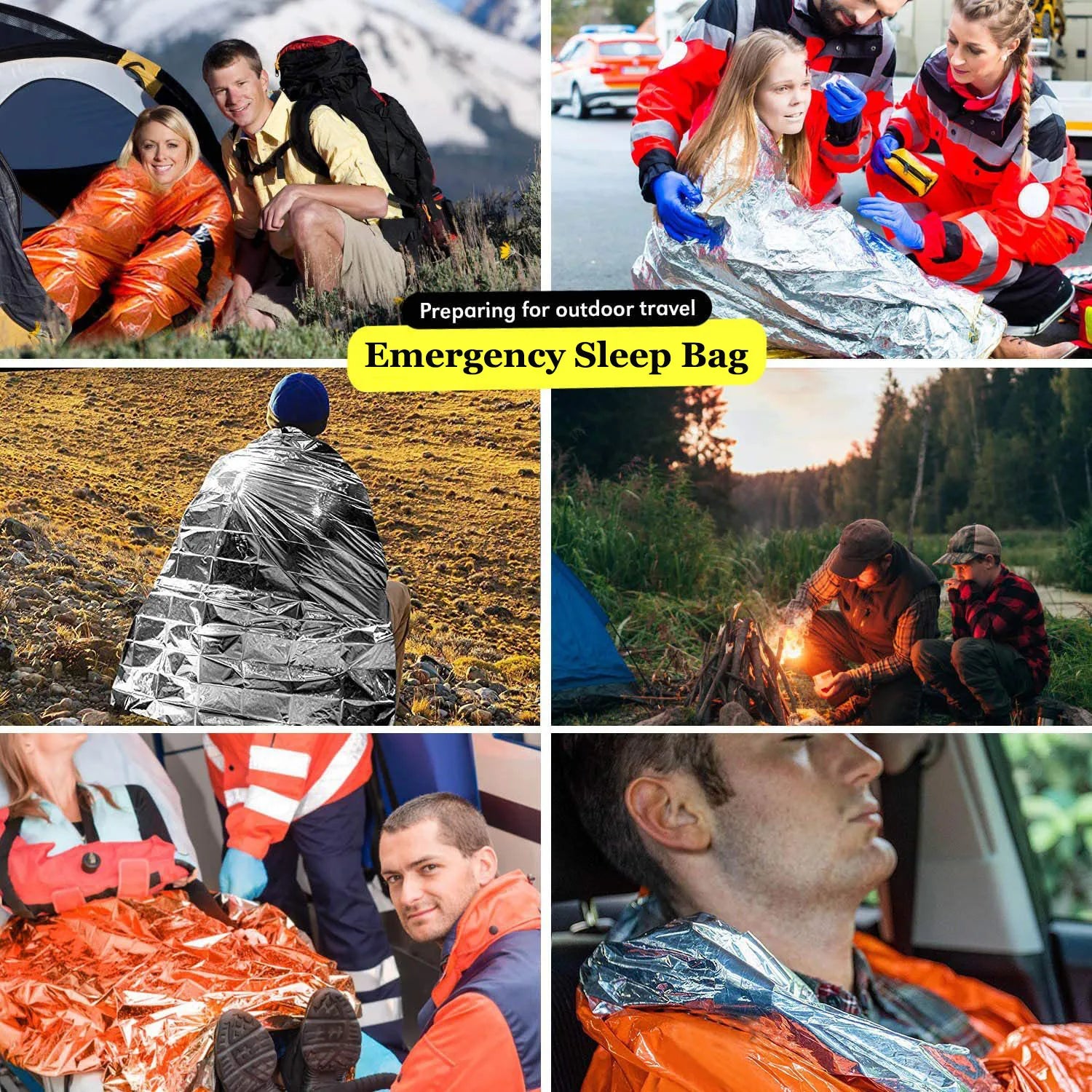 Mylar Emergency Survival Blanket Sleeping Bag — Waterproof Thermal Sack
