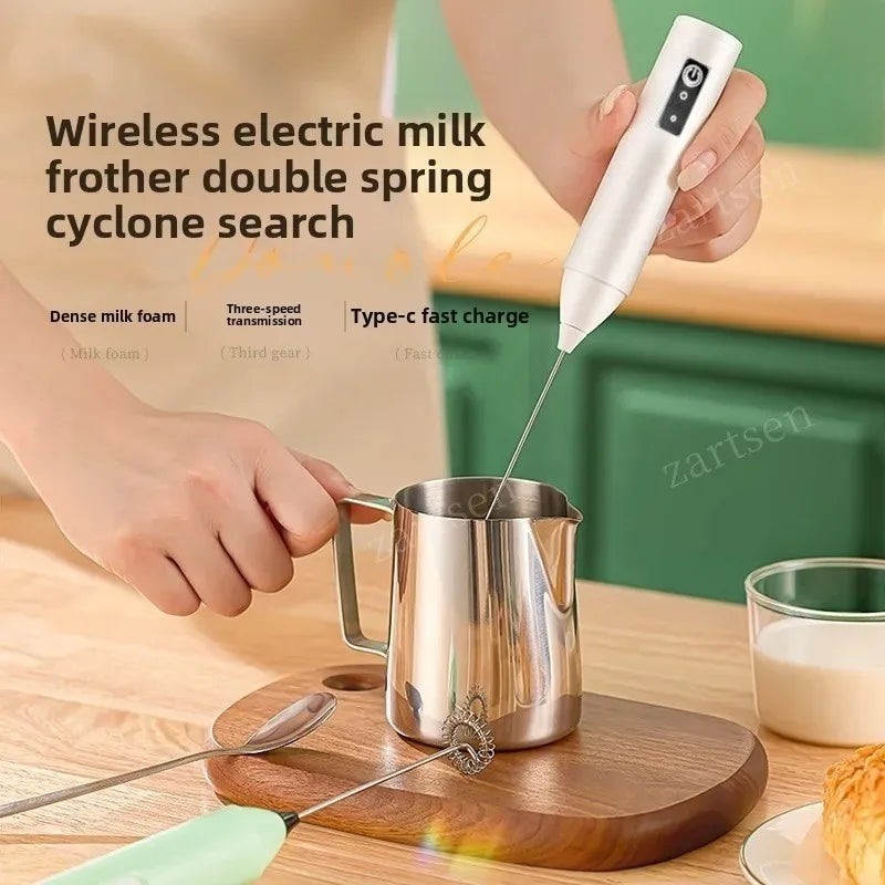 Wireless Milk Frother — USB-C Rechargeable Stainless Steel