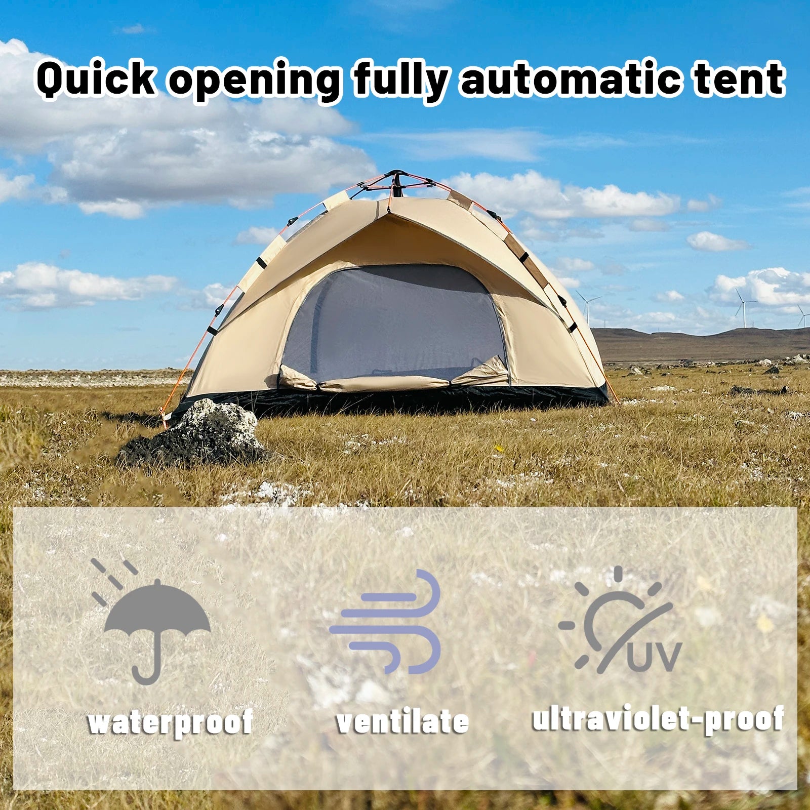 4-Person Automatic Pop-Up Tent — Waterproof Instant Setup Camping Shelter