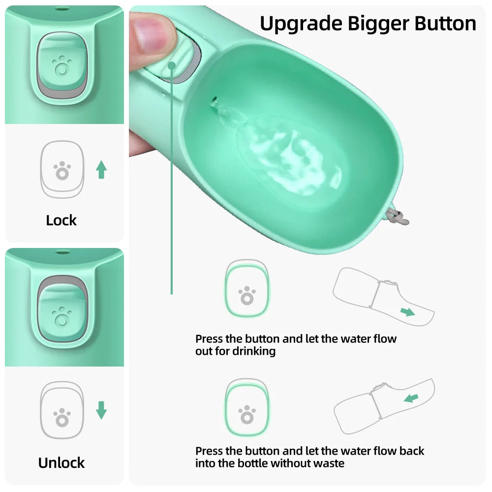 Leakproof Dog Water Bottle — Built-In Bowl for Walks